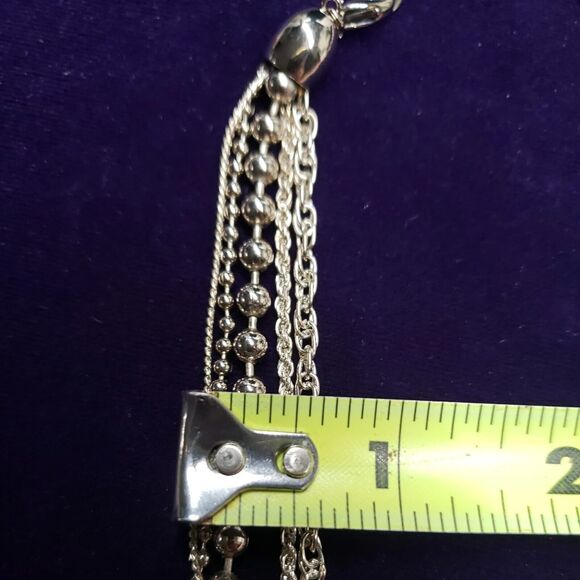 Paul Harris Vintage Silver Tone Necklace, 5 layer chain, 16" collar, with Tag - Picture 7 of 12